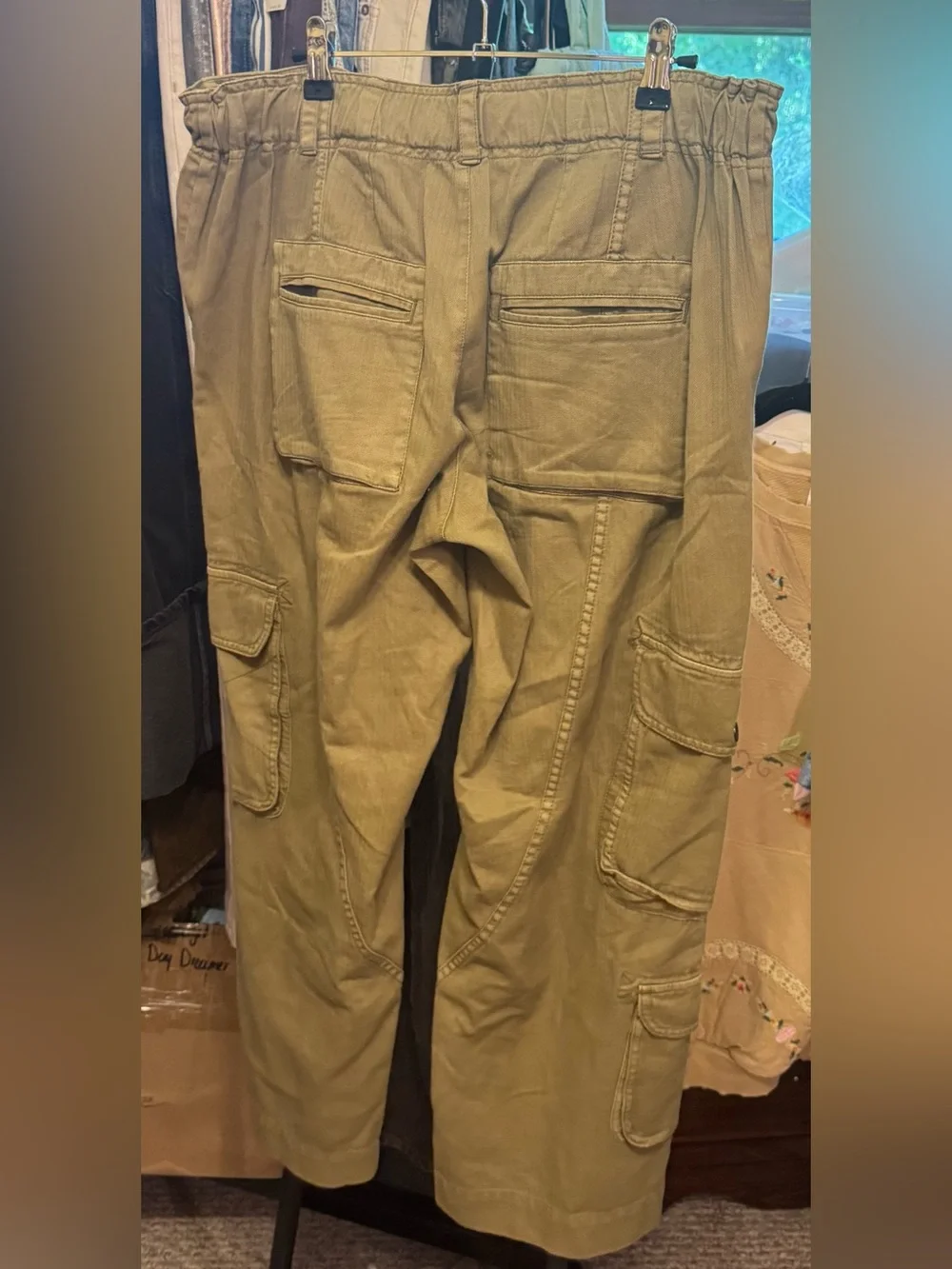 NWOT Free People We The Free Tahiti Cargo Pants - teak brown green tan - Medium